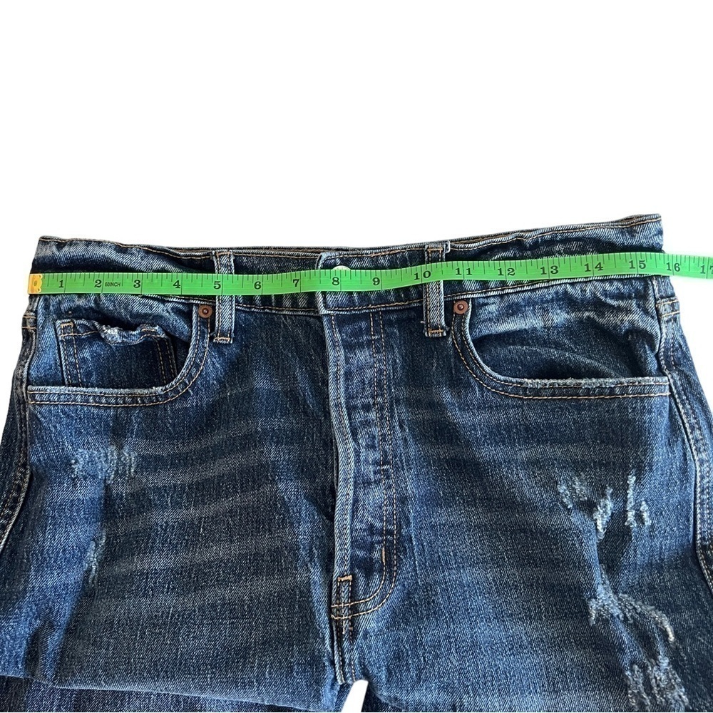 CELLO Super High Rise Dad Jean Medium Wash Button Fly Distressed Raw Hem Size 11 - Picture 9 of 11